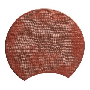 画像1: 【BON】月型陶板　カヤ目（中）　赤 【BON】Moon Shaped Ceramic Plate Kaya Pattern Medium Red