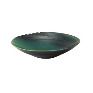 画像1: 【MUSASHI】丸皿（大）　青緑 【MUSASHI】Round Plate Large Blue-green