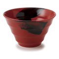 廃番：【円】赤釉黒刷毛　6.0丼 【円】Akagusuri (Red Base) Black Brushed 6.0 Bowl