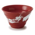 廃番：【円】赤釉白刷毛　6.0丼 【円】Akagusuri (Red Base) White Brushed 6.0 Bowl