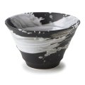 【円】黒釉白刷毛　6.0丼 【円】Kokuyu (Black Base) White Brushed 6.0 Bowl