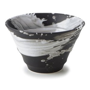 画像1: 【円】黒釉白刷毛　6.0丼 【円】Kokuyu (Black Base) White Brushed 6.0 Bowl