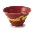廃番：【円】赤釉黄刷毛　5.0丼 【円】Akagusuri (Red Base) Yellow Brushed 5.0 Bowl