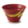 廃番：【円】赤釉黄刷毛　6.0丼 【円】Akagusuri (Red Base) Yellow Brushed 6.0 Bowl