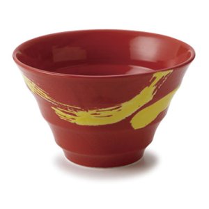 画像1: 【円】赤釉黄刷毛　6.0丼 【円】Akagusuri (Red Base) Yellow Brushed 6.0 Bowl