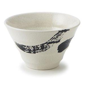 画像1: 【円】白釉黒刷毛　6.0丼 【円】Hakuyu (White Base) Black Brushed 6.0 Bowl