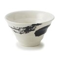 【円】白釉黒刷毛　5.0丼 【円】Hakuyu (White Base) Black Brushed 5.0 Bowl