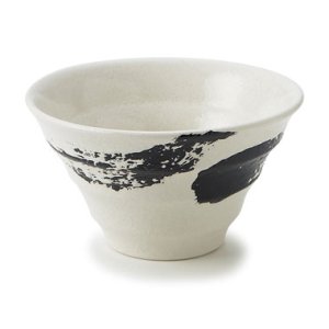 画像1: 【円】白釉黒刷毛　5.0丼 【円】Hakuyu (White Base) Black Brushed 5.0 Bowl