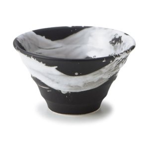 画像1: 【円】黒釉白刷毛　5.0丼 【円】Kokuyu (Black Base) White Brushed 5.0 Bowl