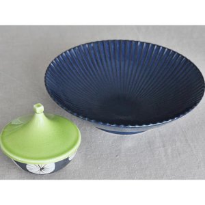 画像3: 【シルフセット】千華紺25cmボウル＆てまりセット 【Sylph Set】SENKA Navy Blue 25cm Bowl & Delicacy dish with lid