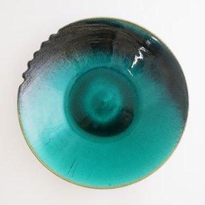 画像4: 【MUSASHI】丸皿（中）　青緑 【MUSASHI】Round Plate Medium Blue-green