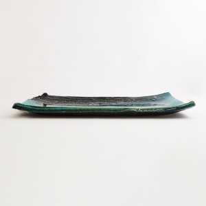 画像2: 【MUSASHI】角皿（中）　青緑 【MUSASHI】Rectangle Plate Medium Blue-green