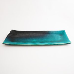 画像3: 【MUSASHI】角皿（大）　青緑 【MUSASHI】Rectangle Plate Large Blue-green