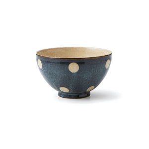 画像1: 【飯碗コレクション】流れ水玉飯碗（小）　黒 【Rice Bowl Collection】Flow Dots Rice Bowl Small Black