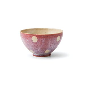 画像1: 【飯碗コレクション】流れ水玉飯碗（小）　赤 【Rice Bowl Collection】Flow Dots Rice Bowl Small Red