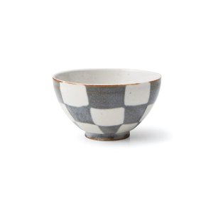 画像1: 【飯碗コレクション】灰市松飯碗（小） 【Rice Bowl Collection】Grey Ichimatsu Rice Bowl Small