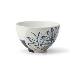 画像1: 【飯碗コレクション】花飯碗（大）　白紫 【Rice Bowl Collection】Flower Rice Bowl Large White/Purple