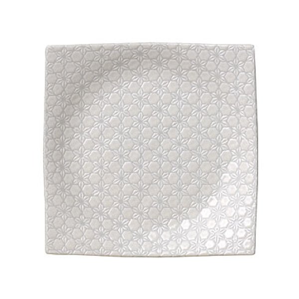 画像1: 【市蔵】白手引き7.5寸正角皿 【市蔵】White Hand-drawn 22.5cm Square Plate (1)
