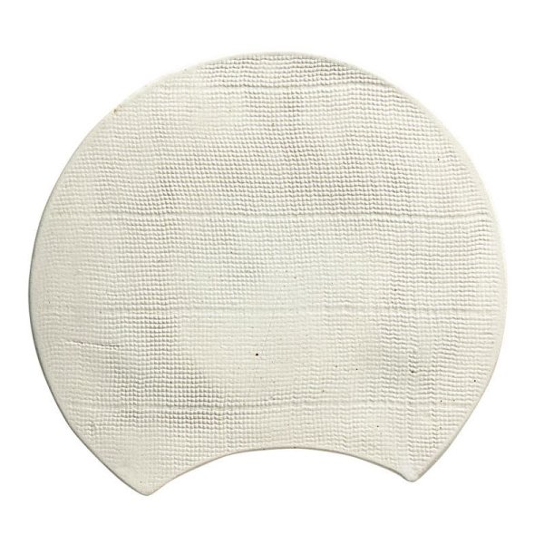 画像1: 【BON】月型陶板　カヤ目（中）　白 【BON】Moon Shaped Ceramic Plate Kaya Pattern Medium White (1)
