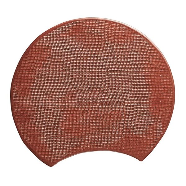 画像1: 【BON】月型陶板　カヤ目（中）　赤 【BON】Moon Shaped Ceramic Plate Kaya Pattern Medium Red (1)