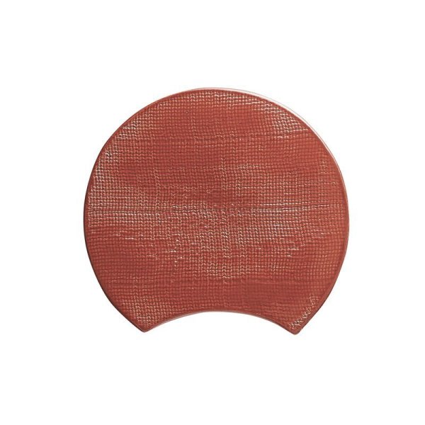 画像1: 【BON】月型陶板　カヤ目（小）　赤 【BON】Moon Shaped Ceramic Plate Kaya Pattern Small Red (1)