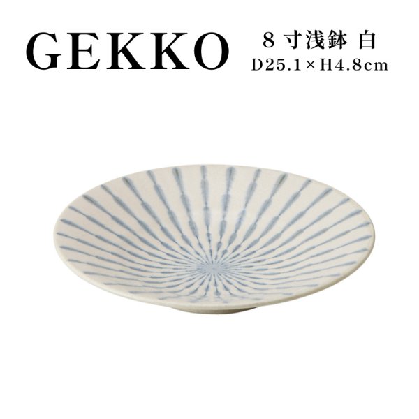 画像1: 【GEKKO -月光-】8寸浅鉢　白 【GEKKO -月光-】25cm Shallow Bowl White (1)