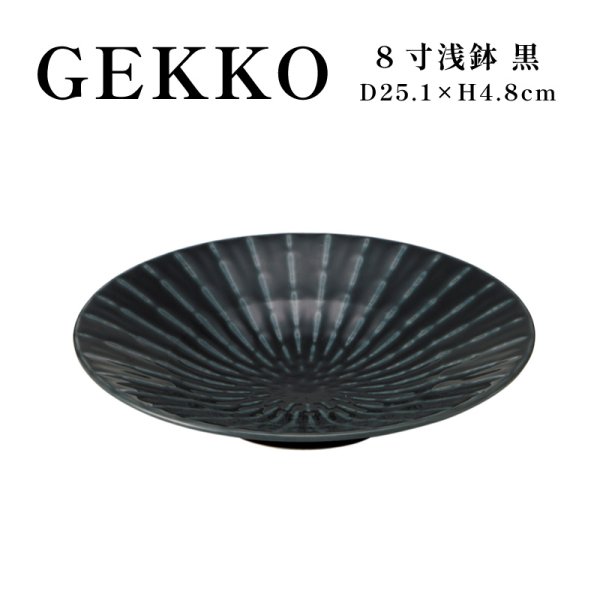 画像1: 【GEKKO -月光-】8寸浅鉢　黒 【GEKKO -月光-】25cm Shallow Bowl Black (1)