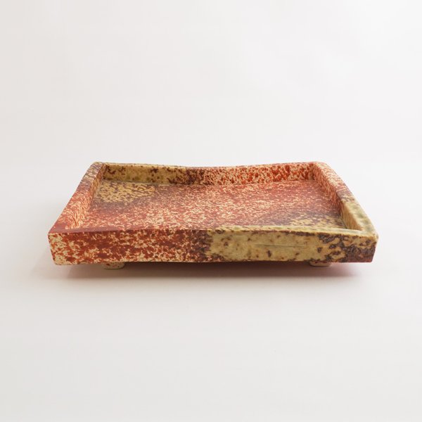 画像3: 【ta・ta・la ZEN】正角(小) 赤吹き 【ta・ta・la ZEN】Small Square Plate Red (3)