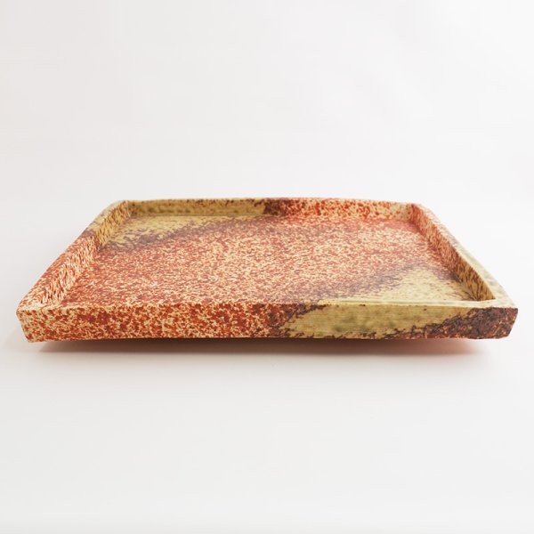 画像3: 【ta・ta・la ZEN】正角(大) 赤吹き 【ta・ta・la ZEN】Large Square Plate Red (3)