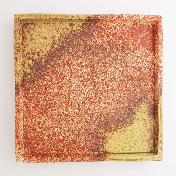 画像4: 【ta・ta・la ZEN】正角(大) 赤吹き 【ta・ta・la ZEN】Large Square Plate Red (4)