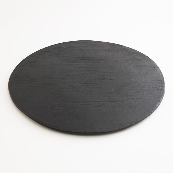 画像3: 【BON】丸型陶板 くし目 黒 【BON】Round Ceramic Plate Comb Pattern Black (3)