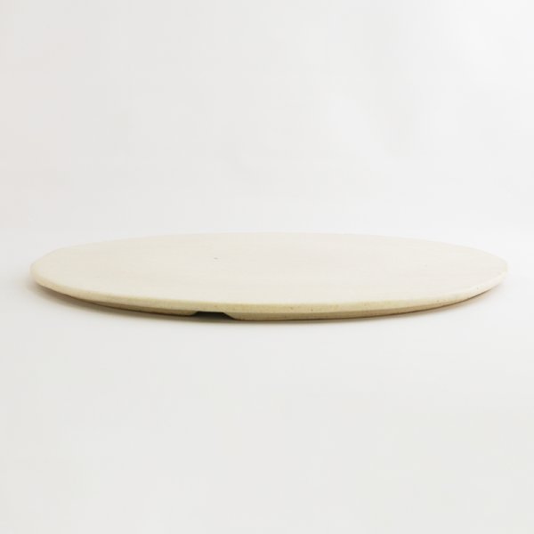 画像2: 【BON】丸型陶板 くし目 白 【BON】Round Ceramic Plate Comb Pattern White (2)