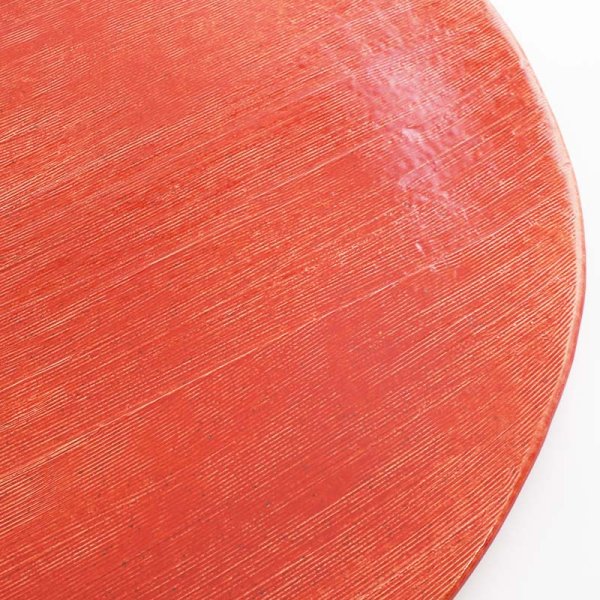 画像4: 【BON】丸型陶板 くし目 赤 【BON】Round Ceramic Plate Comb Pattern Red (4)