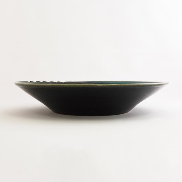 画像2: 【MUSASHI】丸皿(中) 青緑 【MUSASHI】Round Plate Medium Blue-green (2)