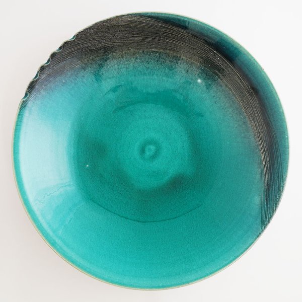 画像4: 【MUSASHI】丸皿(大) 青緑 【MUSASHI】Round Plate Large Blue-green (4)