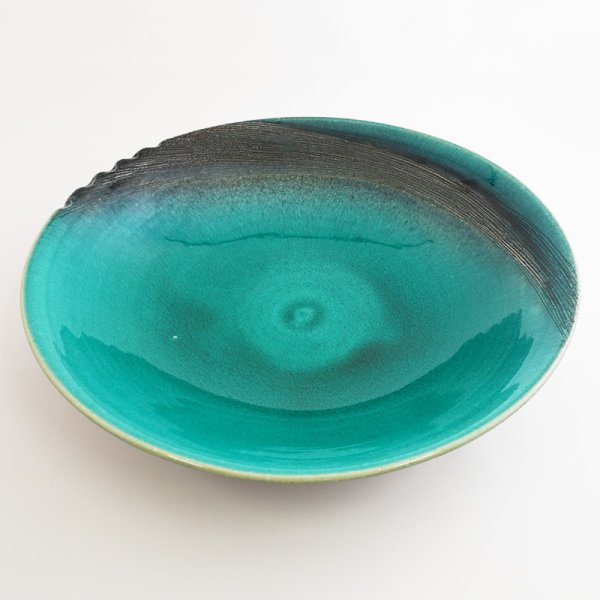 画像3: 【MUSASHI】丸皿(大) 青緑 【MUSASHI】Round Plate Large Blue-green (3)