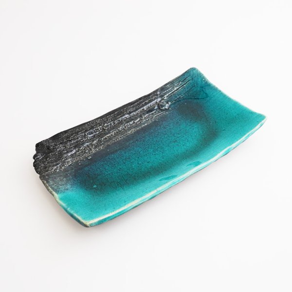 画像5: 【MUSASHI】角皿(小) 青緑 【MUSASHI】Square Plate Small Blue-green (5)