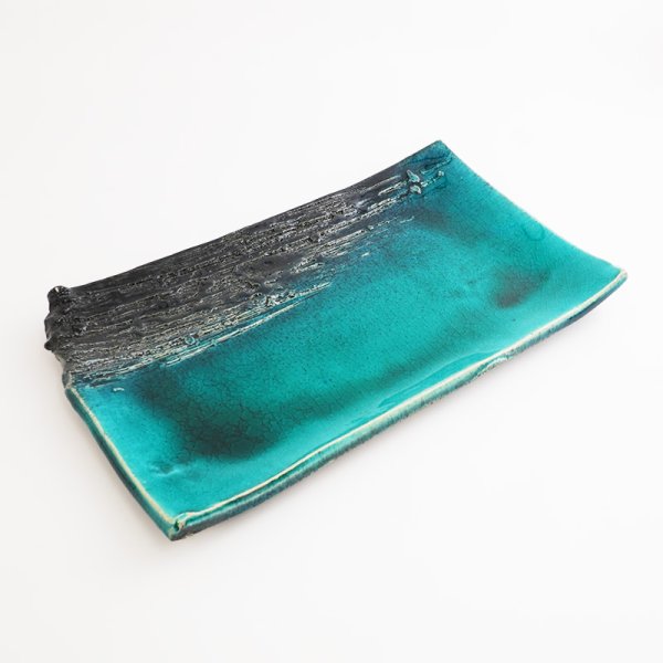 画像5: 【MUSASHI】角皿(中) 青緑 【MUSASHI】Rectangle Plate Medium Blue-green (5)