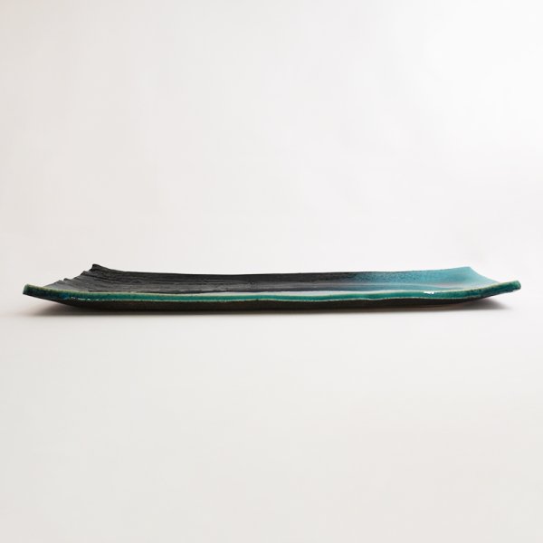 画像2: 【MUSASHI】角皿(大) 青緑 【MUSASHI】Rectangle Plate Large Blue-green (2)