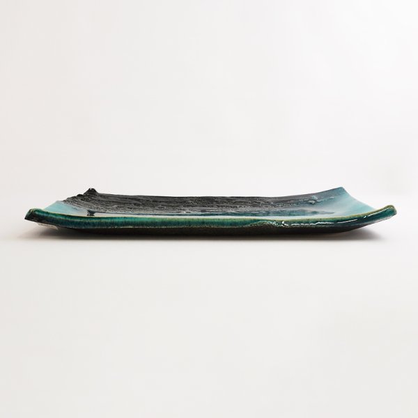 画像2: 【MUSASHI】角皿(中) 青緑 【MUSASHI】Rectangle Plate Medium Blue-green (2)