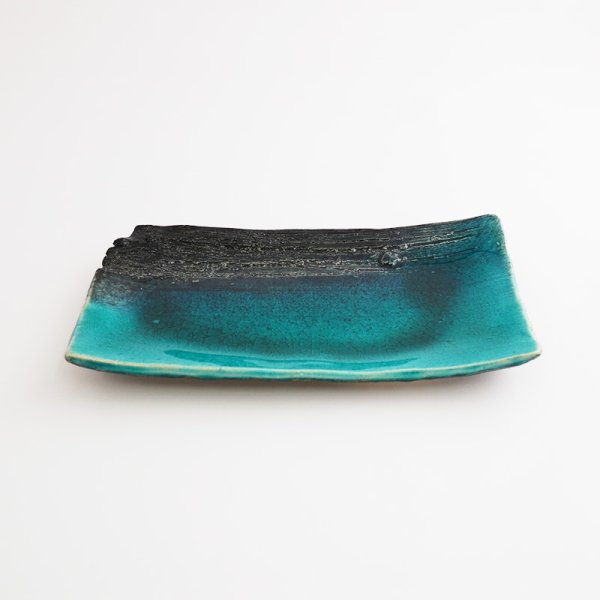画像3: 【MUSASHI】角皿(小) 青緑 【MUSASHI】Square Plate Small Blue-green (3)