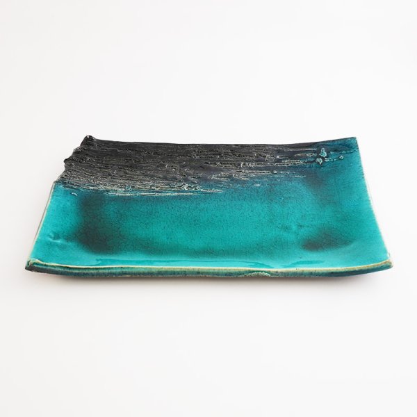 画像3: 【MUSASHI】角皿(中) 青緑 【MUSASHI】Rectangle Plate Medium Blue-green (3)