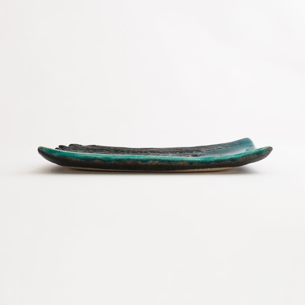 画像2: 【MUSASHI】角皿(小) 青緑 【MUSASHI】Square Plate Small Blue-green (2)
