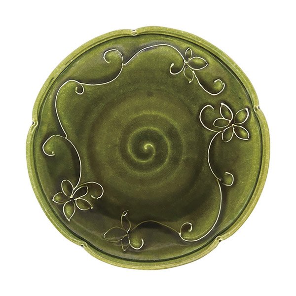 画像1: 廃盤:【MINOHANA -美濃花-】7寸皿 織部 (1)