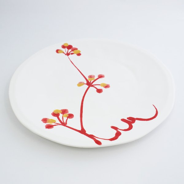 画像4: 【MINORI】丸皿 大 赤 (4)