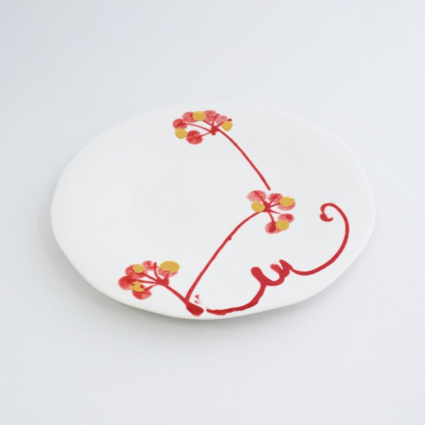 画像4: 【MINORI】丸皿 小 赤 (4)