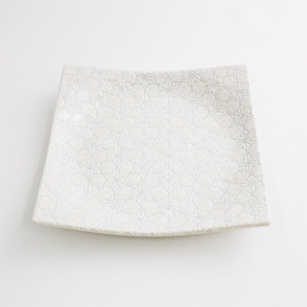 画像3: 【市蔵】白手引き5.5寸正角皿 【市蔵】White Hand-drawn 17cm Square Plate (3)