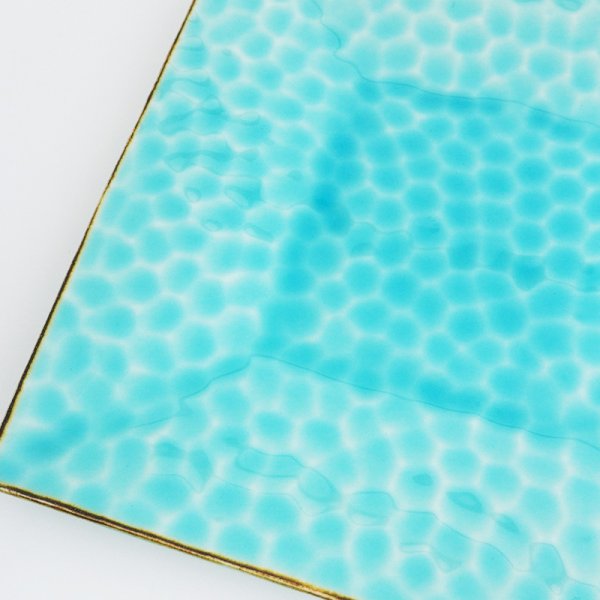 画像4: 2025新作:【SUNA-HA】正角皿(大) 水色 (4)