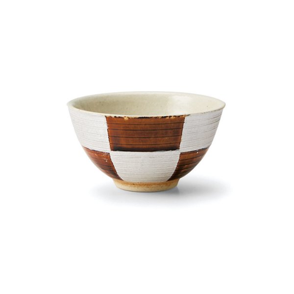 画像1: 【飯碗コレクション】アメ市松飯碗（小） 【Rice Bowl Collection】Amber Ichimatsu Rice Bowl Small (1)
