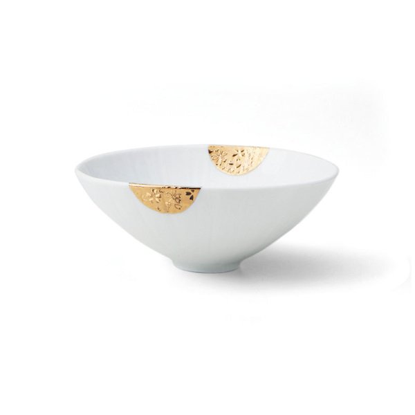 画像1: 【飯碗コレクション】白磁平飯碗　金 【Rice Bowl Collection】Hakuji Flat Rice Bowl Gold (1)